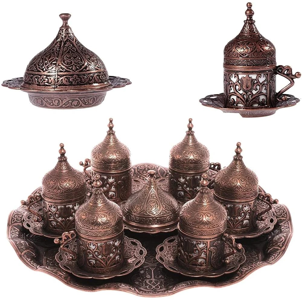Alisveristime Lale Turkish Coffee Serving Set (6 Cups + Tray)
