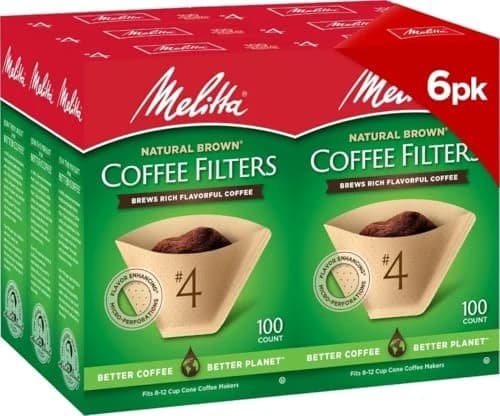 Melitta Melitta #4 Unbleached Cone Filters, 6 pack