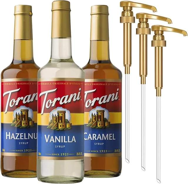 Torani Coffee Syrup Variety 3-Pack with Pumps